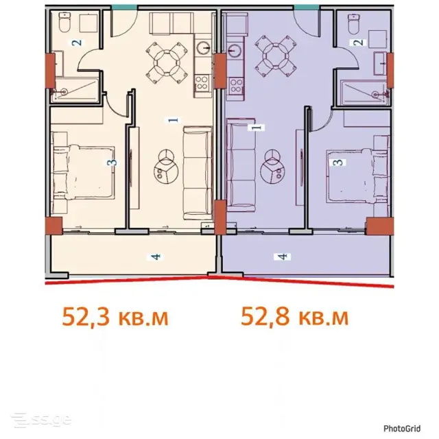 2-pok. mieszkanie 52 m², Old Batumi District