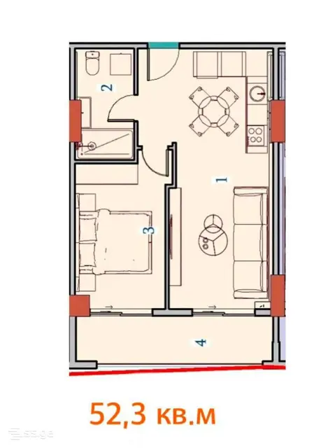 2-pok. mieszkanie 52 m², Old Batumi District — zdjęcie 2 z 4