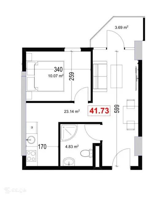 2-pok. mieszkanie 41 m², Airport District