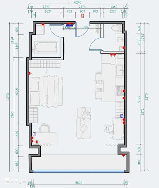 1-pok. mieszkanie 57 m², Old Batumi District — zdjęcie 3 z 4