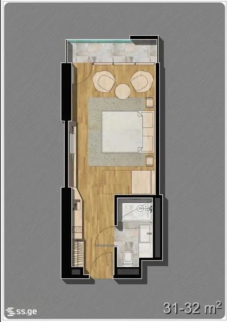 1-pok. mieszkanie 31 m², Bagrationi District — ფოტო 2 / 2