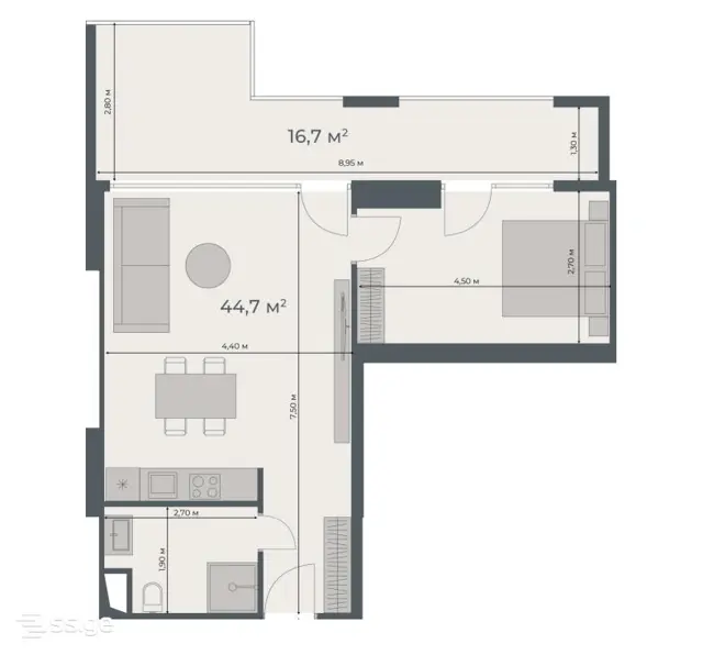 2-pok. mieszkanie 61 m², Khimshiashvili District