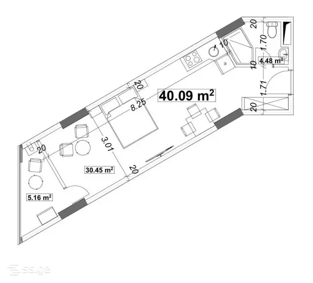 2-pok. mieszkanie 40 m², Airport District
