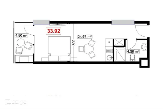 1-pok. mieszkanie 33 m², Airport District — zdjęcie 2 z 2