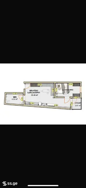 2-pok. mieszkanie 45 m², Airport District — zdjęcie 2 z 4